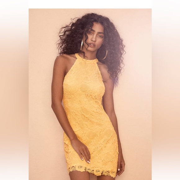 Lulu’s Love Poem Yellow Lace Mini Dress - Picture 4 of 4